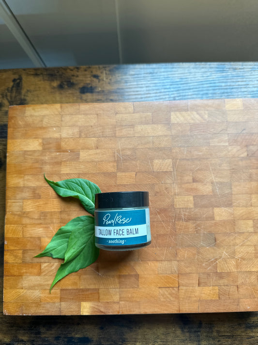 TALLOW FACE BALM--SOOTHING —BLUE TANSY-LAVENDER 2OZ